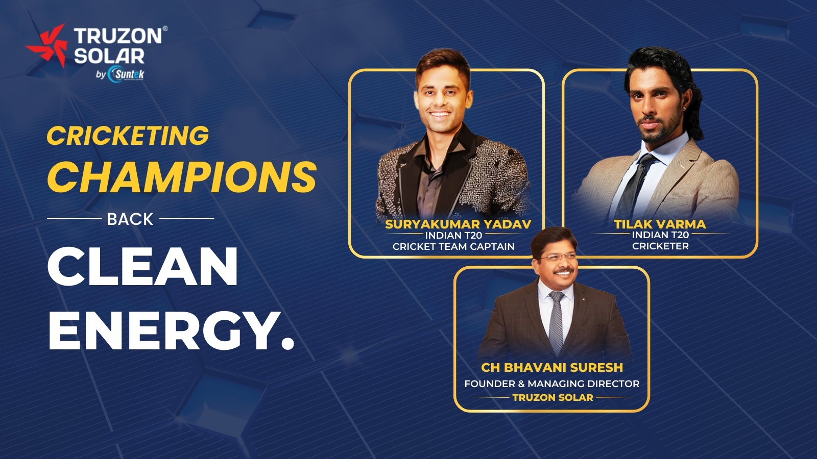 Cricketers Suryakumar Yadav and Tilak Varma Make Investment in TRUZON Solar